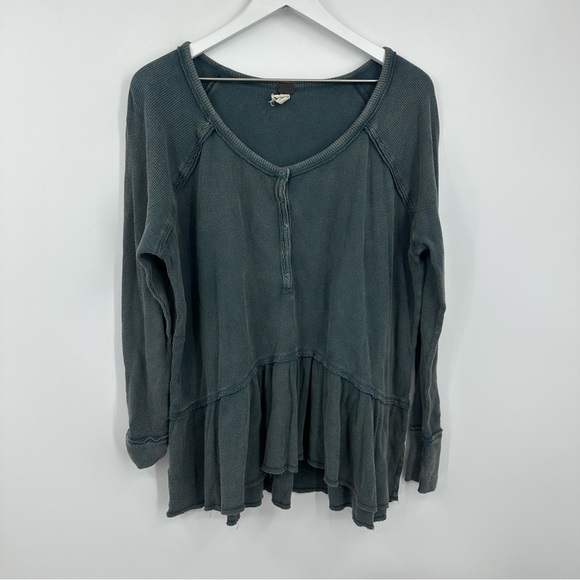 We The Free Coastline Peplum Top Size Large Boho Whimsical Fairy Button Up - Picture 9 of 10